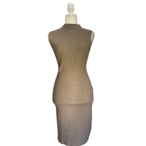 Sundays Fay Cableknit Dress NWOT Sleeveless Mini Dress in Toast - Picture 3 of 12